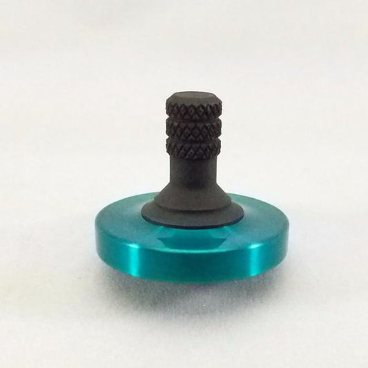 Translucent Teal and Blacked Out Stainless Steel Precision Spinning Top - Kemner Design