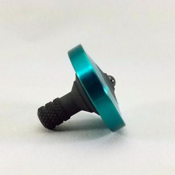 Translucent Teal and Blacked Out Stainless Steel Precision Spinning Top - Kemner Design