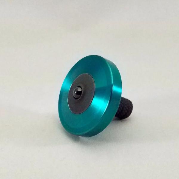 Translucent Teal and Blacked Out Stainless Steel Precision Spinning Top - Kemner Design