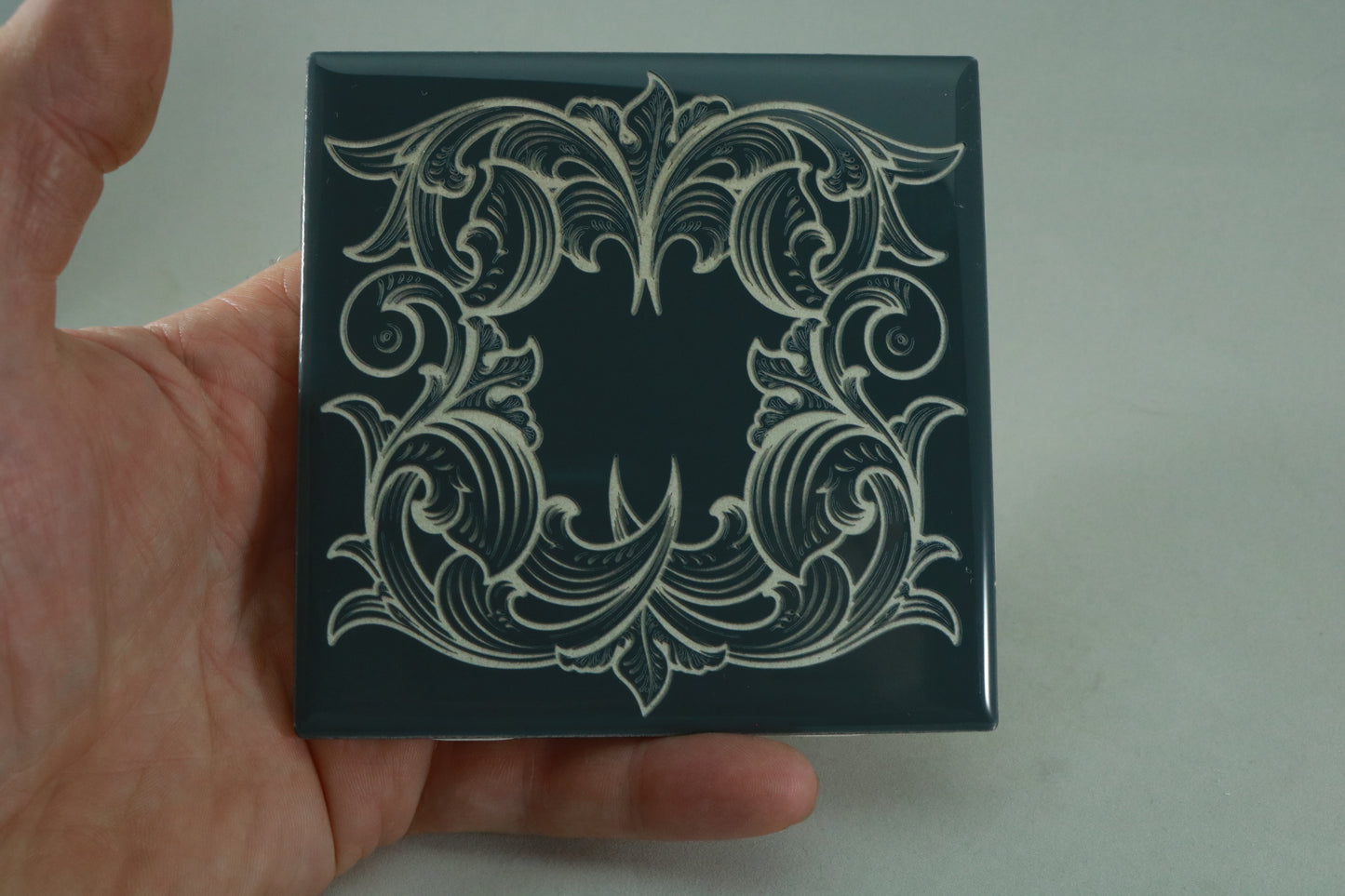Laser Engraved Scrollwork - Charcoal