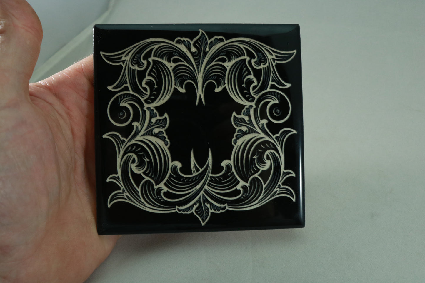 Laser Engraved Scrollwork - Black
