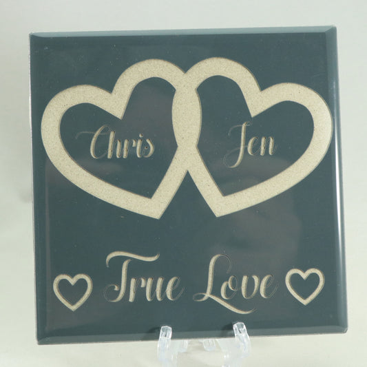 True Love - Laser Engraved Charcoal Ceramic Tile