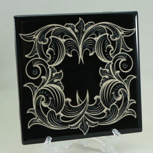 Laser Engraved Scrollwork - Black