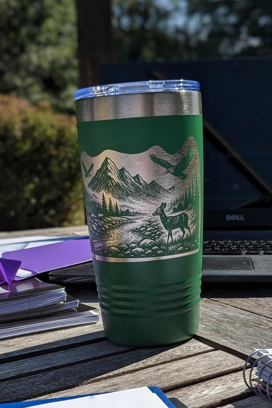 20 oz Polar Camel Green Stainless Steel Tumbler – Mountain River Design