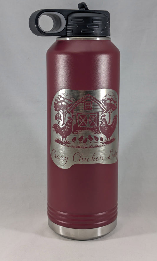 40 oz Polar Camel Laser Engraved Water Bottle – Crazy Chicken Lady