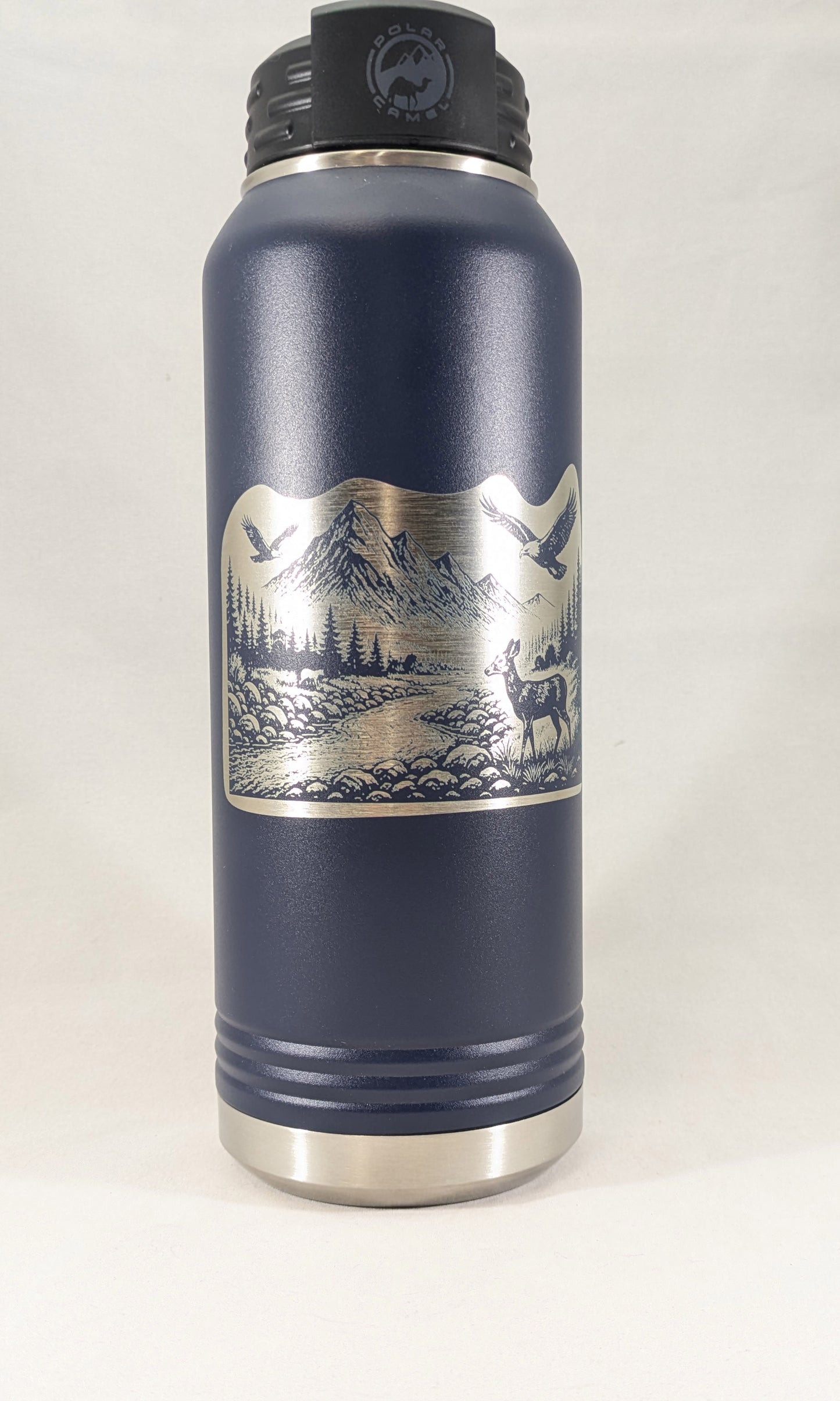 32 oz Polar Camel Laser Engraved Water Bottle – Mountain Wildlife Design