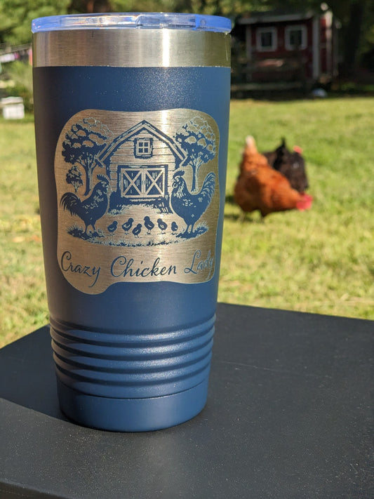 20-oz Polar Camel Navy Stainless Steel Tumbler - Crazy Chicken Lady