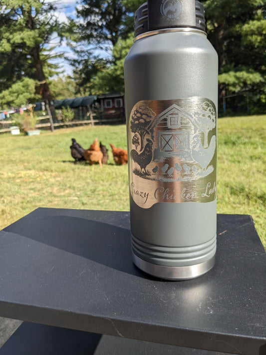 32 oz Polar Camel Laser Engraved Water Bottle – Crazy Chicken Lady - Kemner Design