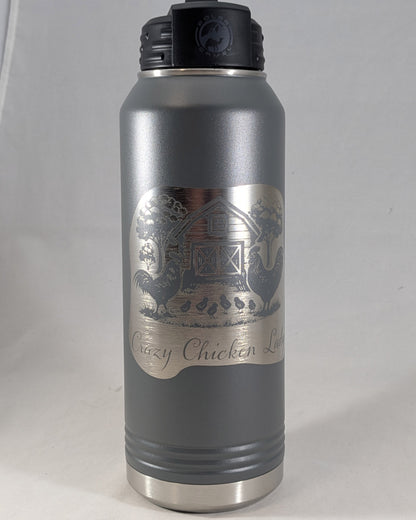 32 oz Polar Camel Laser Engraved Water Bottle – Crazy Chicken Lady - Kemner Design