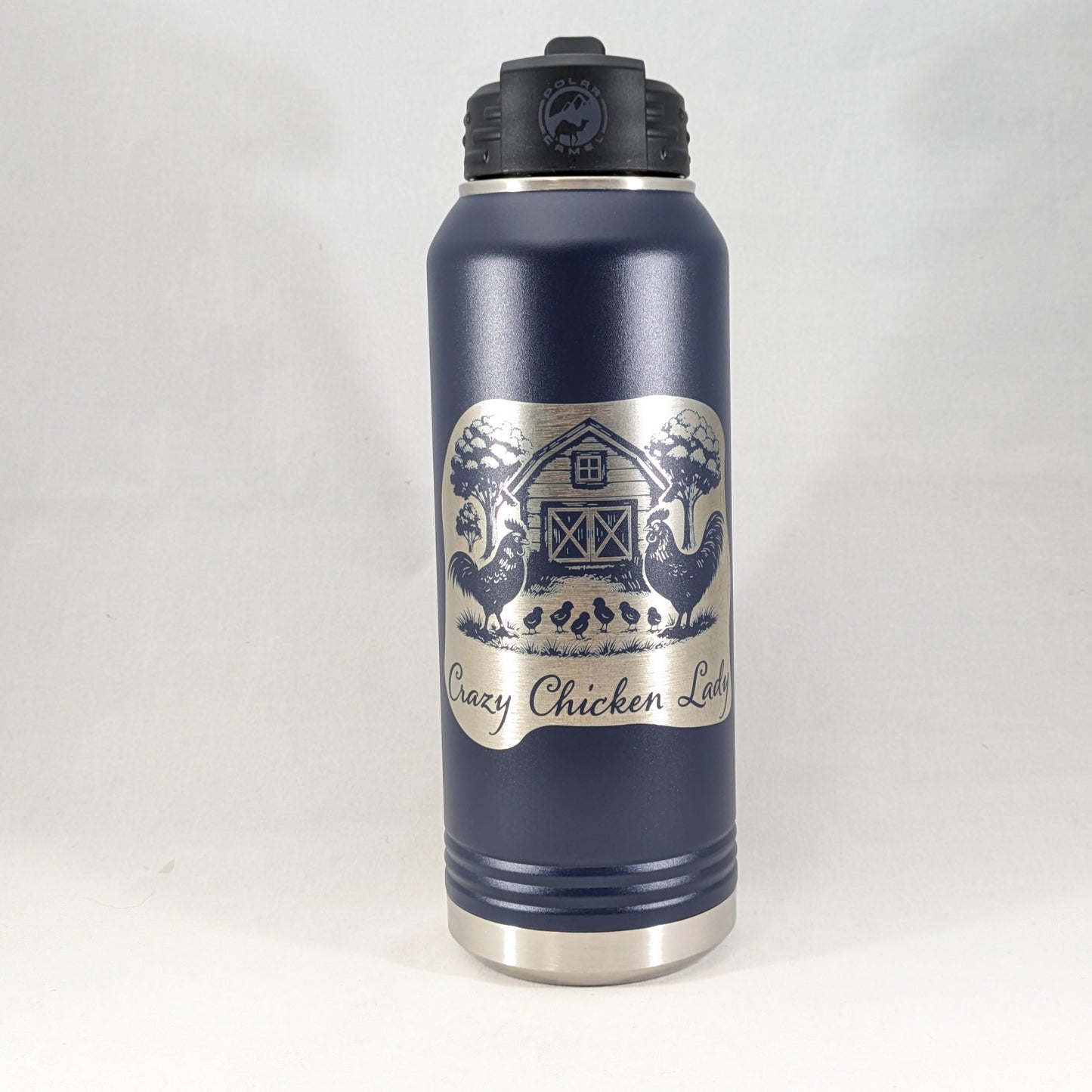 32 oz Navy Polar Camel Laser Engraved Water Bottle – Crazy Chicken Lady