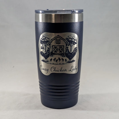 20-oz Polar Camel Navy Stainless Steel Tumbler - Crazy Chicken Lady