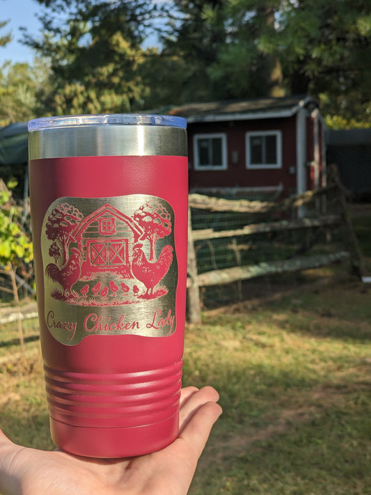 20-oz Polar Camel Maroon Stainless Steel Tumbler - Crazy Chicken Lady