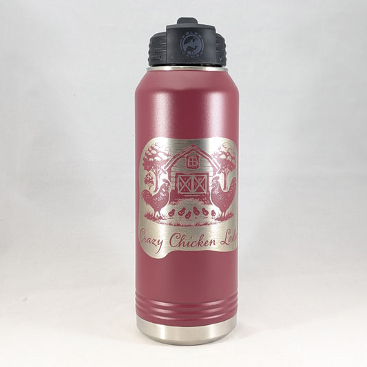 32 oz Maroon Polar Camel Laser Engraved Water Bottle – Crazy Chicken Lady