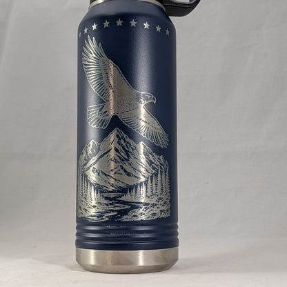 32 oz Navy Polar Camel Laser Engraved Water Bottle – Majestic Soaring Eagle