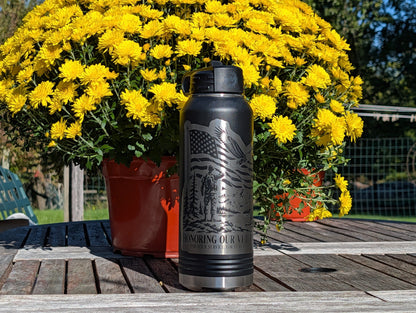 32 oz Polar Camel Black Laser Engraved Honoring Our Veterans Water Bottle