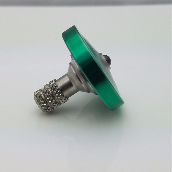 Translucent Green & Brushed Stainless Steel Precision Spinning Top - Kemner Design
