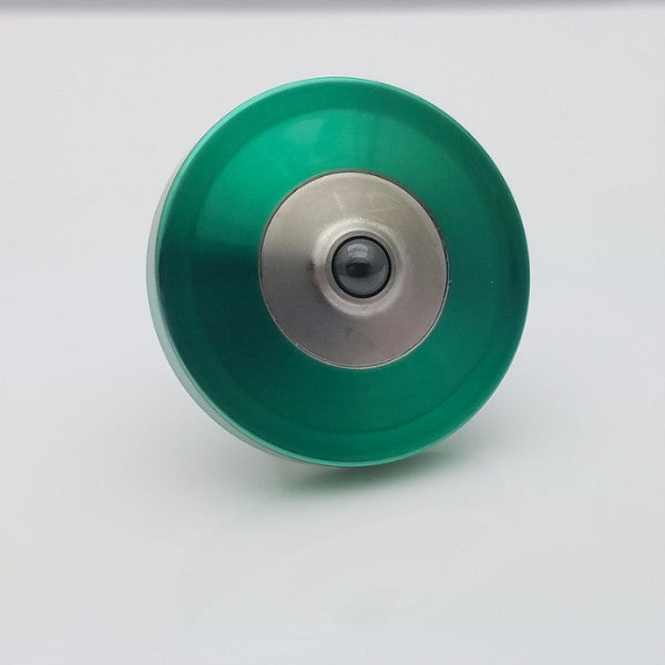 Translucent Green & Brushed Stainless Steel Precision Spinning Top - Kemner Design