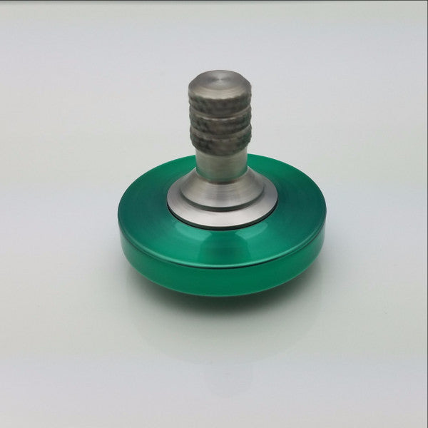 Translucent Green & Brushed Stainless Steel Precision Spinning Top - Kemner Design