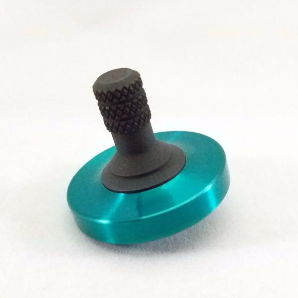 Translucent Teal and Blacked Out Stainless Steel Precision Spinning Top - Kemner Design