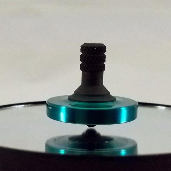 Translucent Teal and Blacked Out Stainless Steel Precision Spinning Top - Kemner Design
