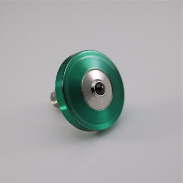 Translucent Green & Polish Stainless Steel Precision Spinning Top - Kemner Design