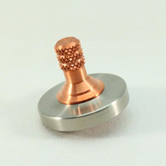 Brushed Stainless Steel and Copper Precision Spinning Top - Kemner Design