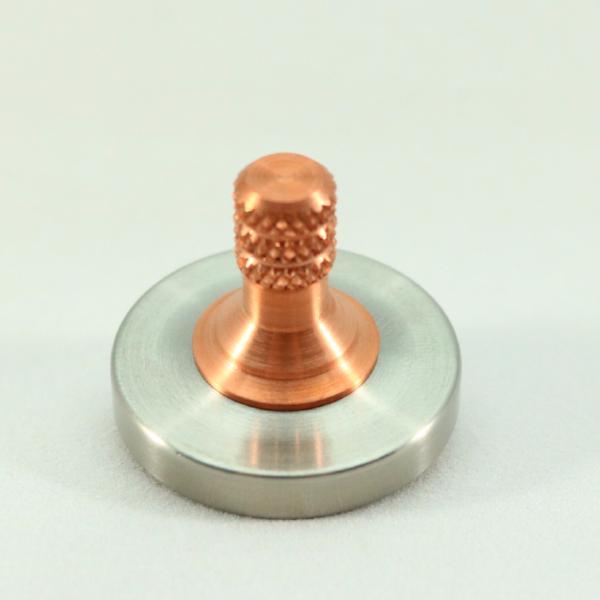 Brushed Stainless Steel and Copper Precision Spinning Top - Kemner Design