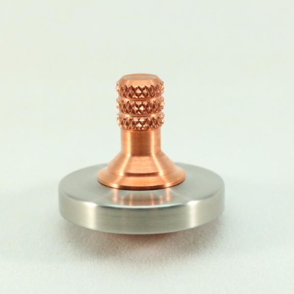Brushed Stainless Steel and Copper Precision Spinning Top - Kemner Design