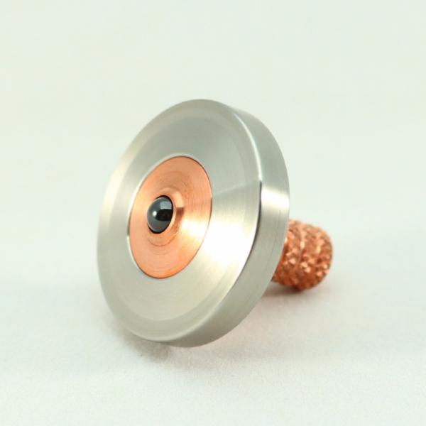 Brushed Stainless Steel and Copper Precision Spinning Top - Kemner Design