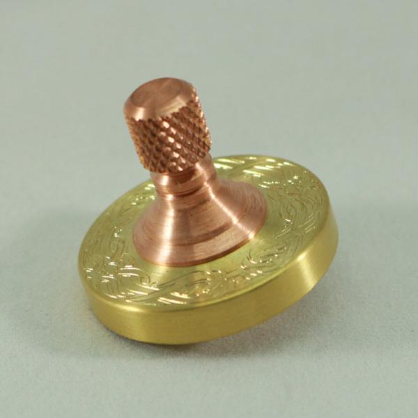Two Step - Brass and Copper Engraved Two Step Spinning Top w/ Tungsten Carbide Bearing