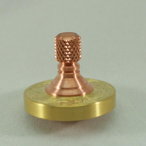 Two Step - Brass and Copper Engraved Two Step Spinning Top w/ Tungsten Carbide Bearing
