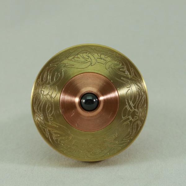Kemner Design engraved brass and copper spinning top