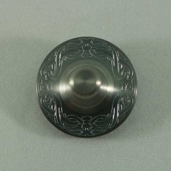 Engraved Gunmetal Stainless Steel and Brushed Titanium Spinning Top by Kemner Design