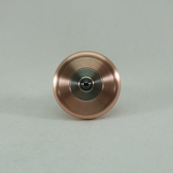 Bottom view showing the ceramic bearing on this M3 in copper and titanium by Kemner Design