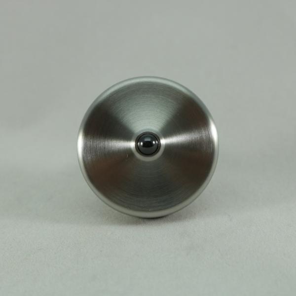 Kemner Design's S2 stainless steel spinning top with a brushed finish