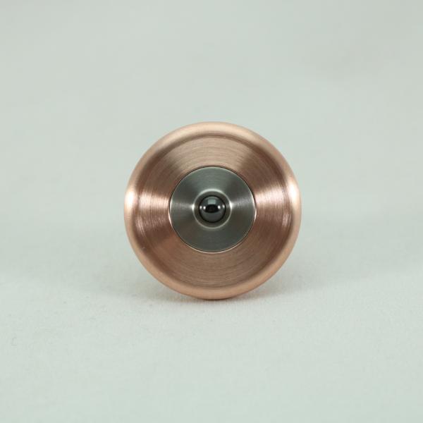 Bottom view of the M3 in brushed copper and heat anodized titanium