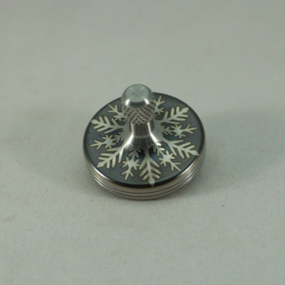 S2- Laser Etched  Inverted Snowflake on a Stainless Steel Spinning Top