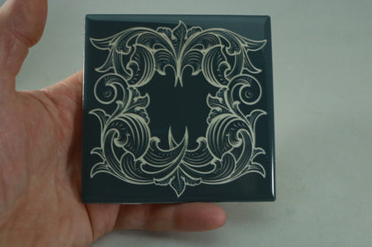 Laser Engraved Scrollwork - Charcoal