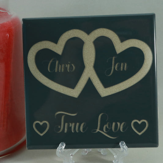 True Love - Laser Engraved Charcoal Ceramic Tile