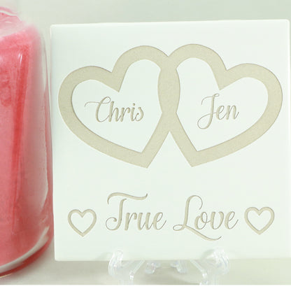 True Love - Laser Engraved White Ceramic Tile