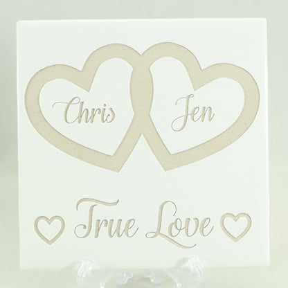 True Love - Laser Engraved White Ceramic Tile
