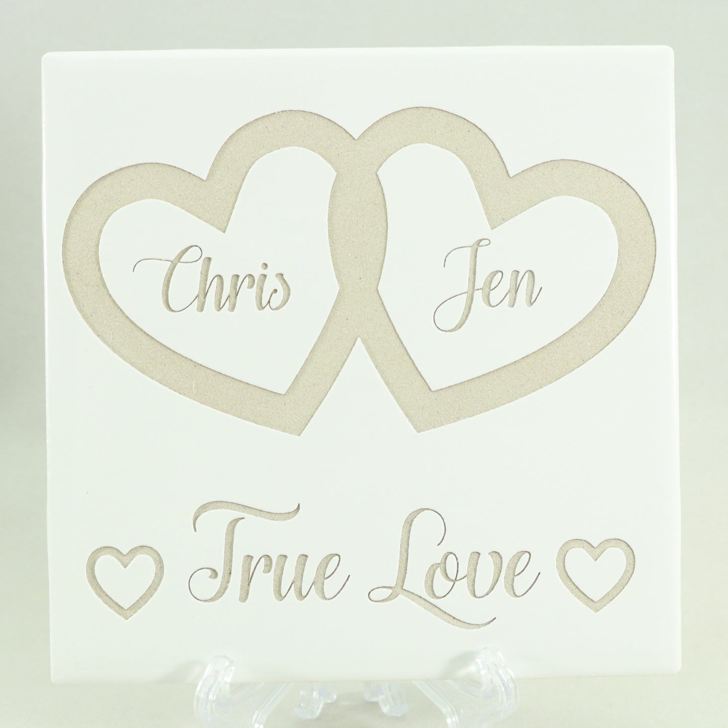 True Love - Laser Engraved White Ceramic Tile