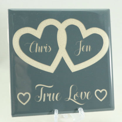 True Love - Laser Engraved Charcoal Ceramic Tile