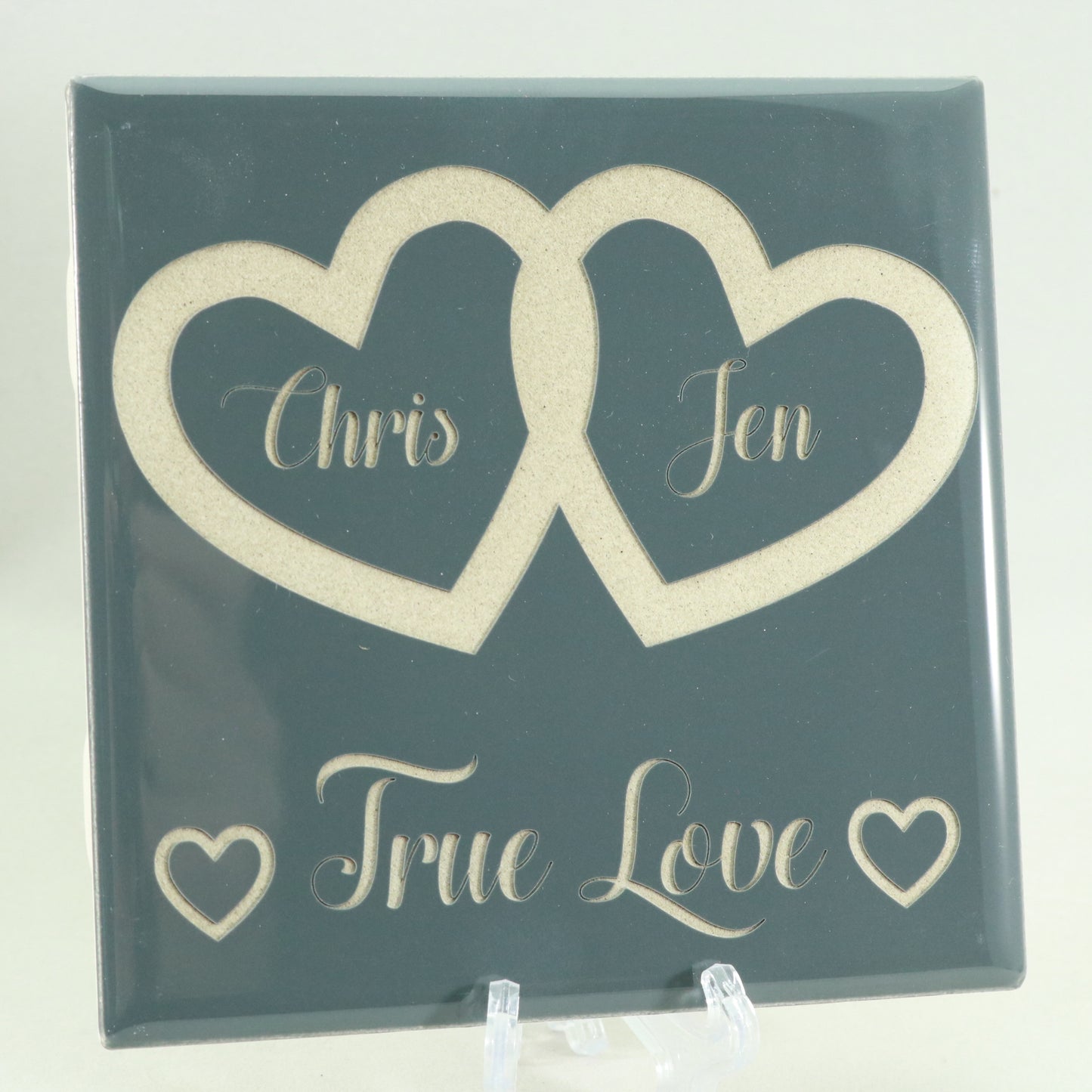 True Love - Laser Engraved Charcoal Ceramic Tile