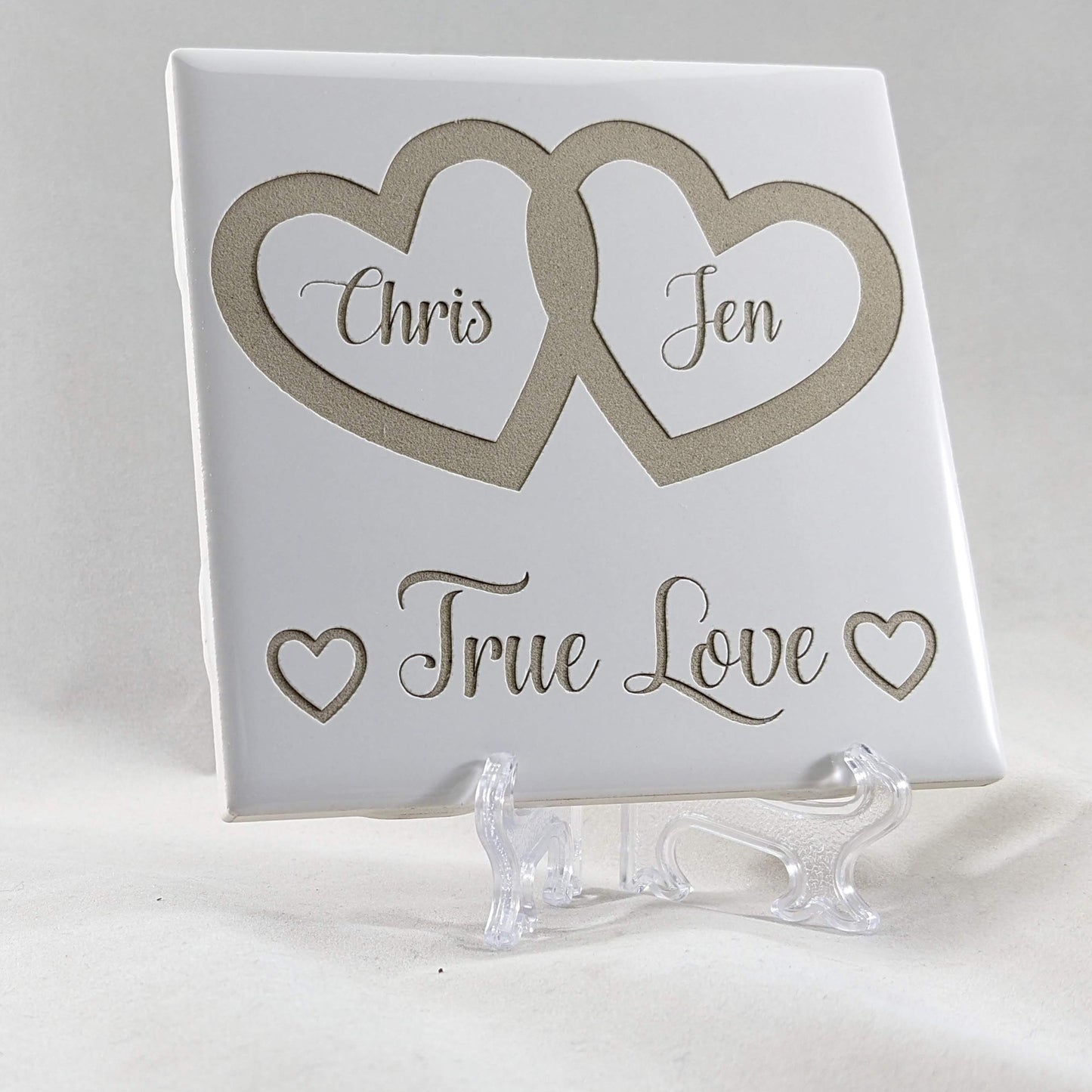 True Love - Laser Engraved White Ceramic Tile